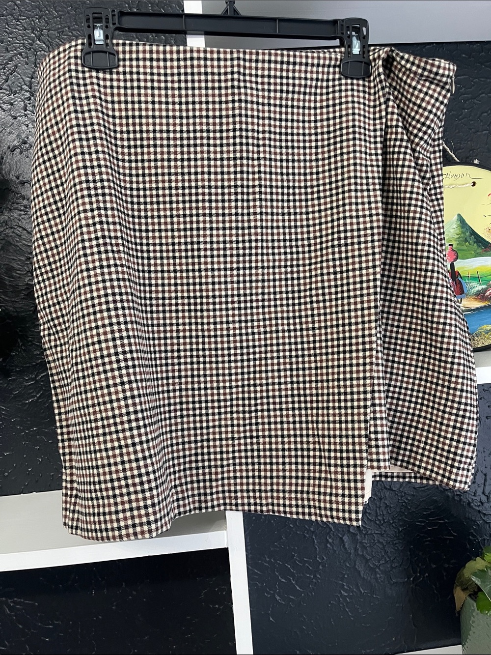 Old Navy Black and Cream Gingham Mini Skirt